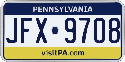 PA license plate JFX9708