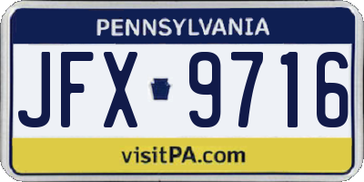PA license plate JFX9716