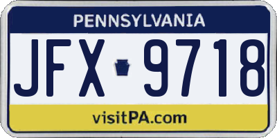 PA license plate JFX9718