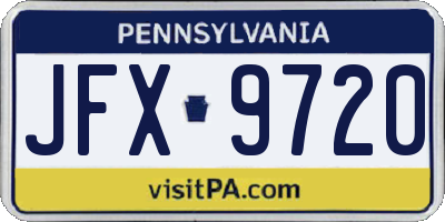 PA license plate JFX9720