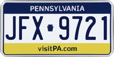 PA license plate JFX9721