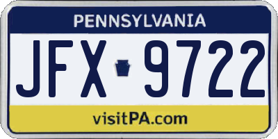 PA license plate JFX9722