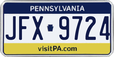 PA license plate JFX9724