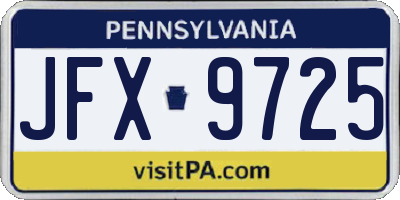 PA license plate JFX9725