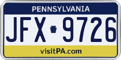 PA license plate JFX9726