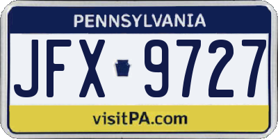 PA license plate JFX9727