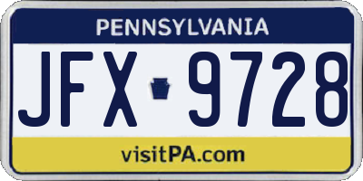 PA license plate JFX9728