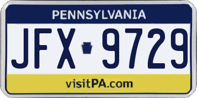 PA license plate JFX9729
