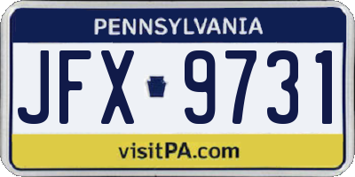PA license plate JFX9731