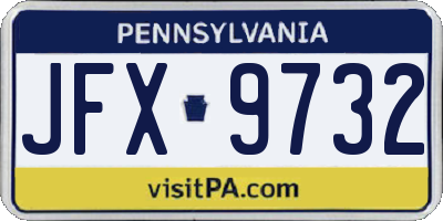 PA license plate JFX9732