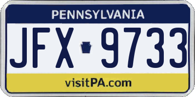 PA license plate JFX9733