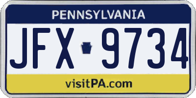 PA license plate JFX9734