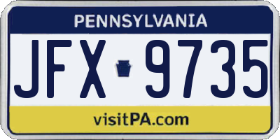 PA license plate JFX9735