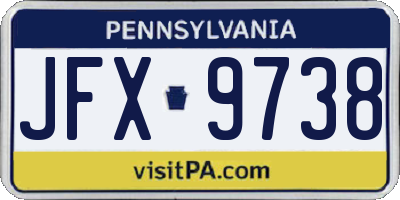 PA license plate JFX9738