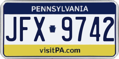 PA license plate JFX9742