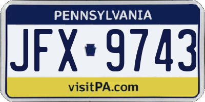 PA license plate JFX9743