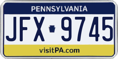 PA license plate JFX9745
