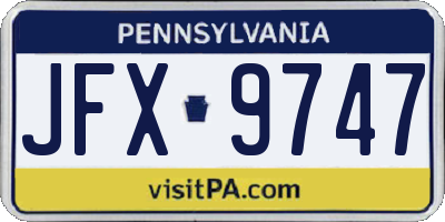 PA license plate JFX9747