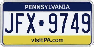 PA license plate JFX9749