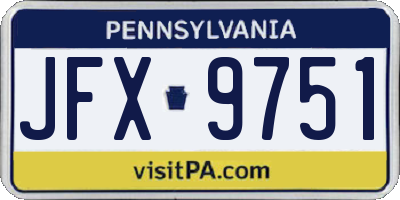 PA license plate JFX9751
