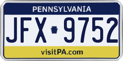 PA license plate JFX9752