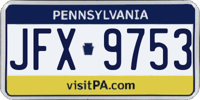 PA license plate JFX9753
