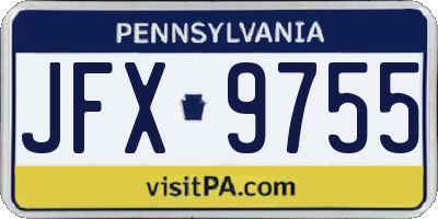 PA license plate JFX9755