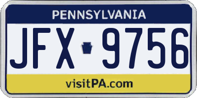 PA license plate JFX9756