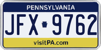 PA license plate JFX9762