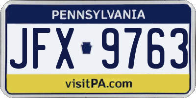 PA license plate JFX9763
