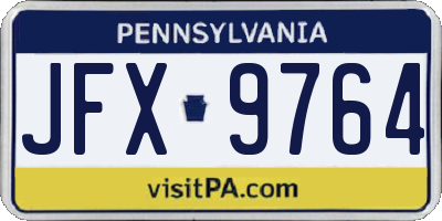 PA license plate JFX9764