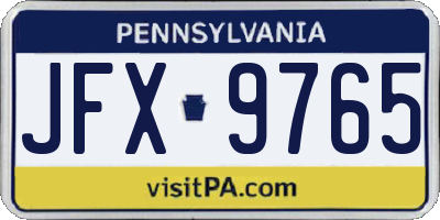 PA license plate JFX9765
