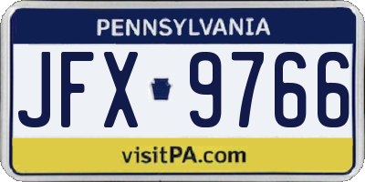 PA license plate JFX9766