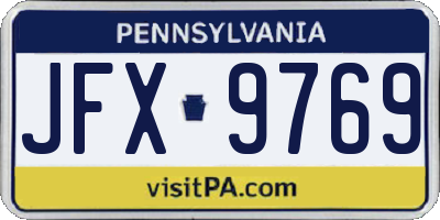 PA license plate JFX9769