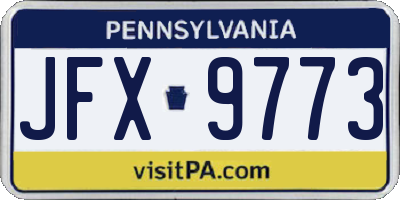PA license plate JFX9773