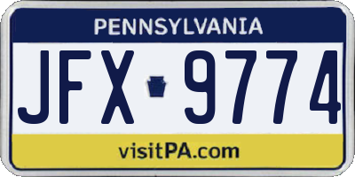 PA license plate JFX9774