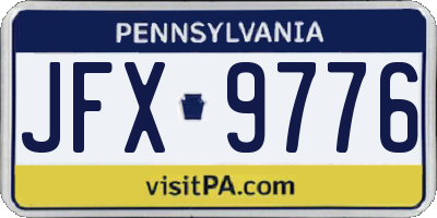 PA license plate JFX9776