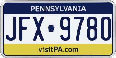 PA license plate JFX9780