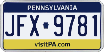 PA license plate JFX9781