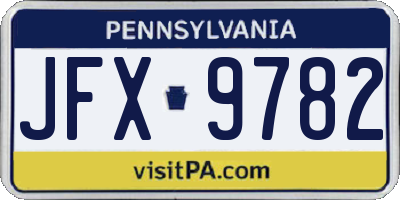 PA license plate JFX9782