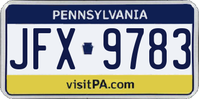 PA license plate JFX9783