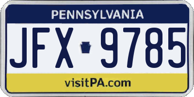 PA license plate JFX9785