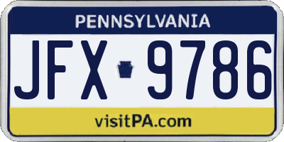 PA license plate JFX9786