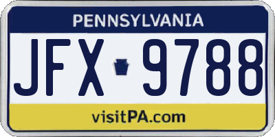 PA license plate JFX9788