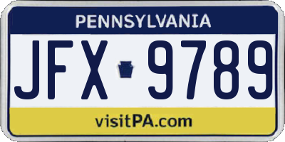 PA license plate JFX9789