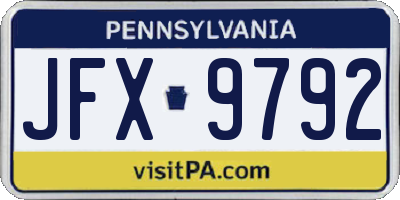 PA license plate JFX9792