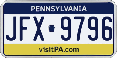 PA license plate JFX9796