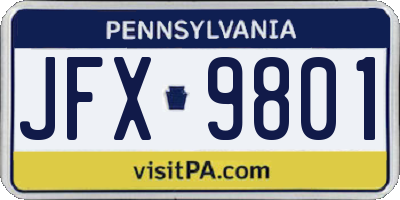 PA license plate JFX9801