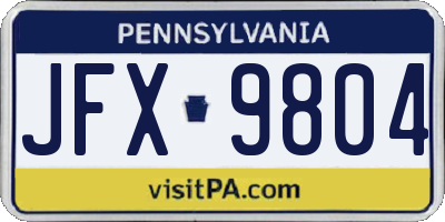 PA license plate JFX9804