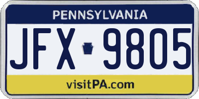 PA license plate JFX9805